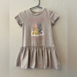 ⭐️Fine Threads Los Angeles gray Care Bears dress and diaper cover set 24 months